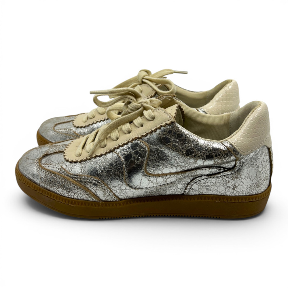 Dolce Vita Notice Women’s 6 Silver Leather Sneakers - Picture 2 of 8